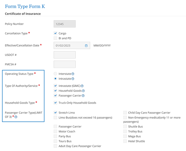 Screen shot showing required data for Georgia Form K.