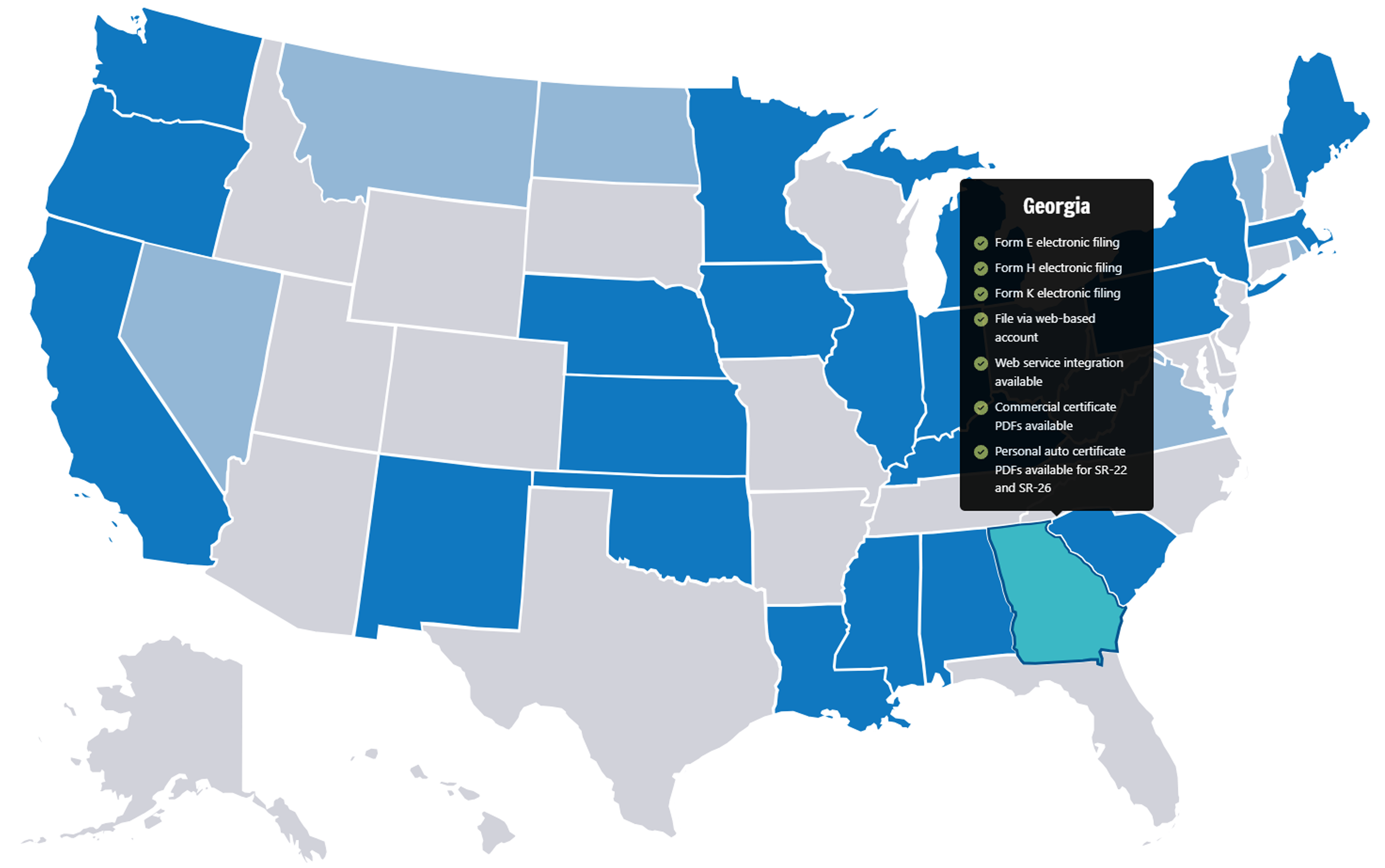 The new Products page provides an overview of products and services and features an interactive map that allows users to review available offerings by state.
