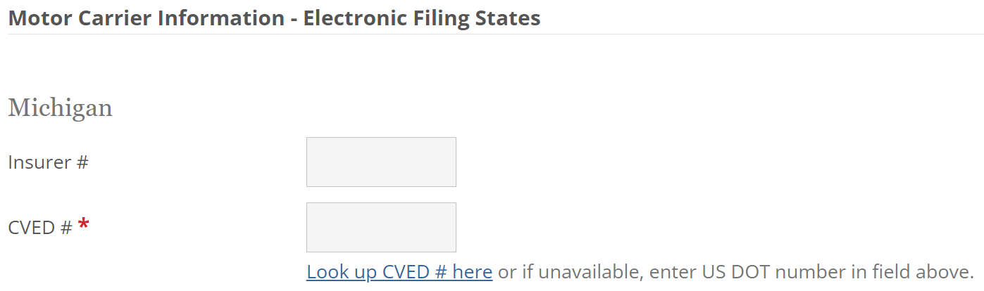 Michigan now requires insurance filers to include the motor carrier's CVED or USDOT number on the Form E.