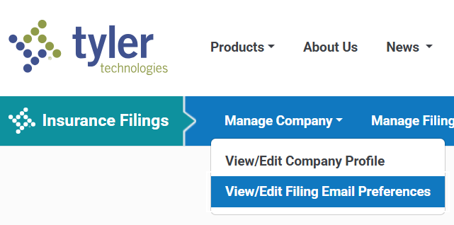 A screenshot shows users how to access the new feature to View/Edit Filing Email Preferences